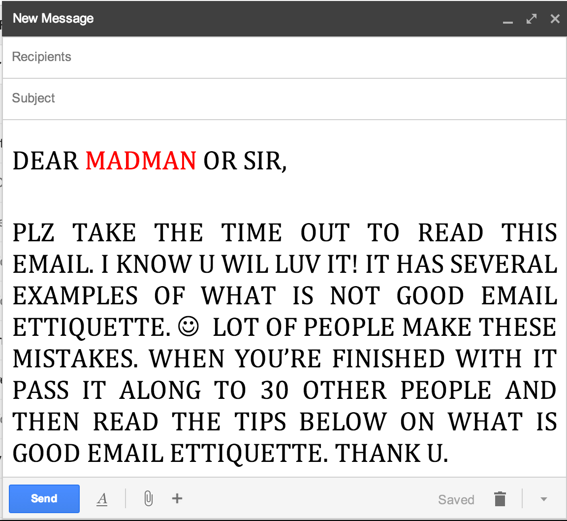 examples of proper email etiquette